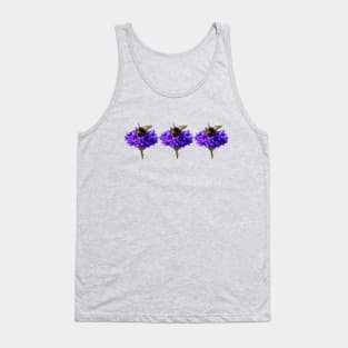 Three Cornflower with Bumblebee Floral Photos Tank Top